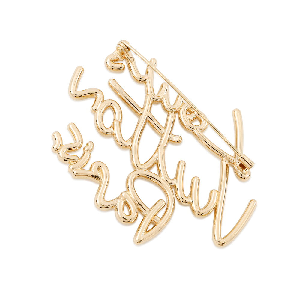 LOUIS VUITTON Brooch?LV Script GoldM03098 Metal