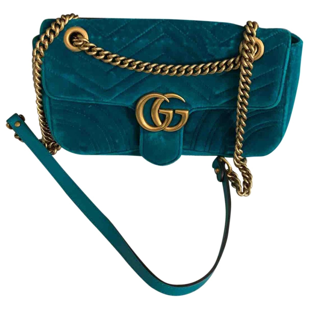 Gucci gg marmont circle blue velvet handbag