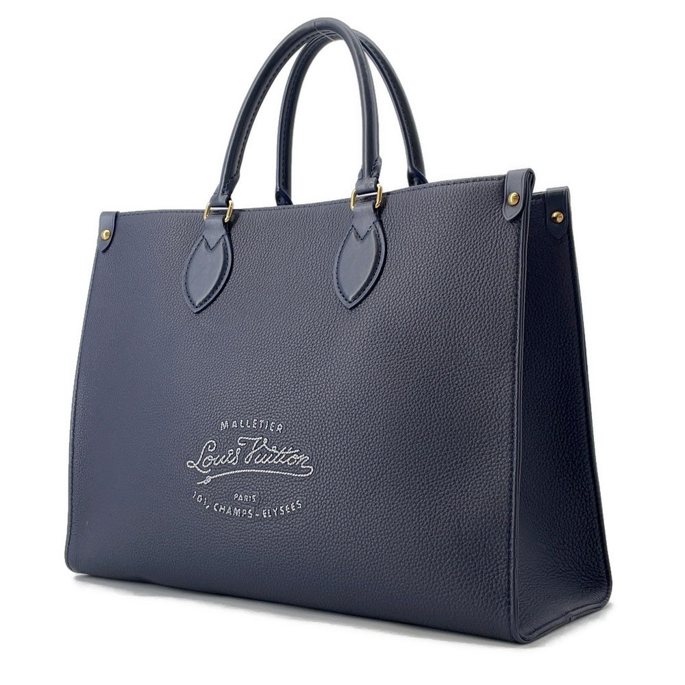 LOUIS VUITTON Onthego MM NavyM24834 Grained Calf Leather Sailor's Knot Nautical Size MM