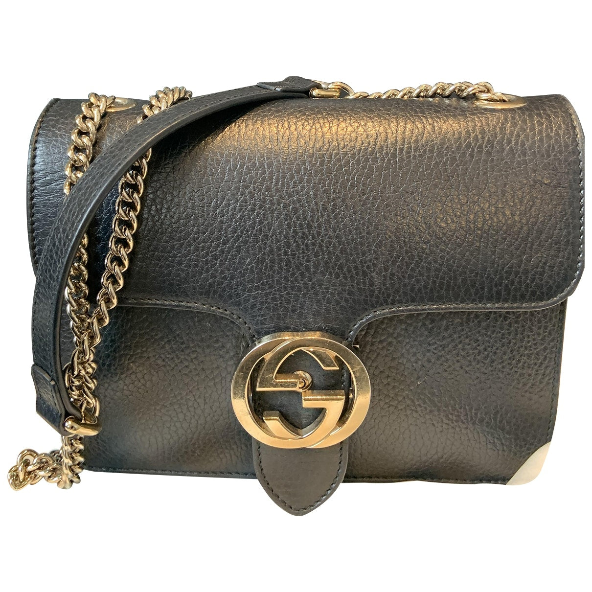 Gucci interlocking black leather handbag