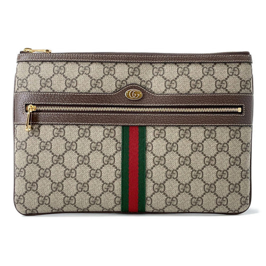 GUCCI GG Supreme Ophidia Clutch Bag Brown/Beige517551 Canvas Leather