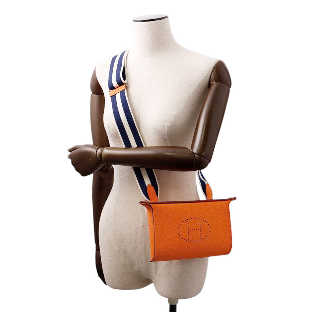 HERMES Videpoches Shoulder Bag Orange Togo Leather