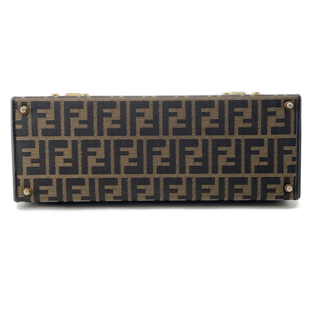 FENDI Zucca Vanity Bag Brown Canvas Leather