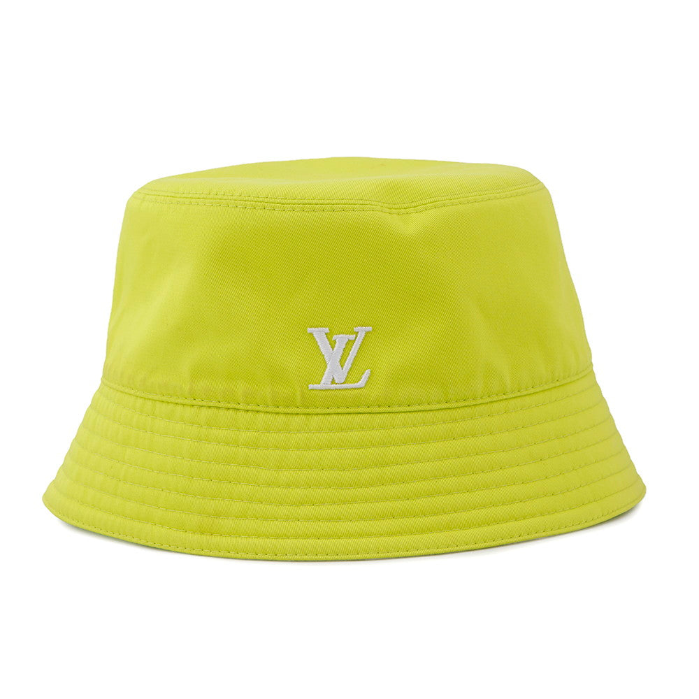 Luxury Women's Handbag | LOUIS VUITTON Monogram Neon Reversible Bucket Hat Size L Neon Yellow/WhiteM7064L Cotton