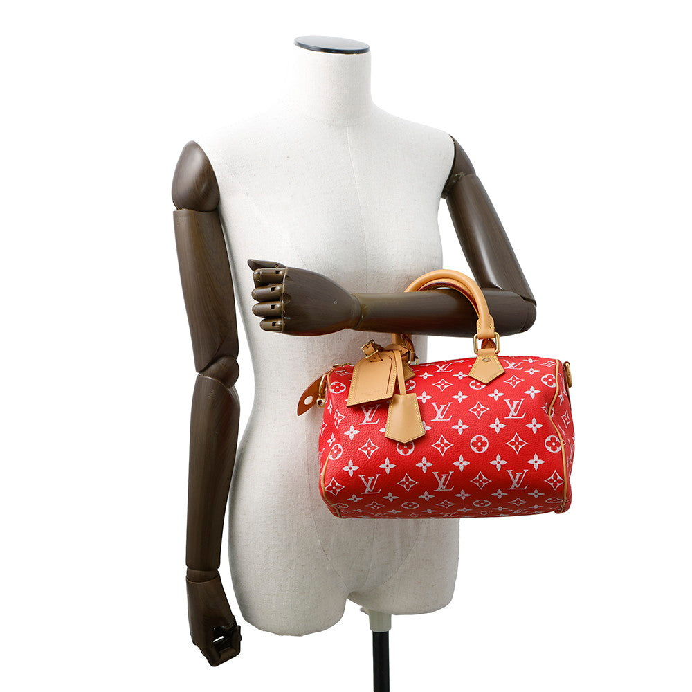 LOUIS VUITTON Speedy P9 Bandouliere RedM24425 Calf Leather Monogram Size 25