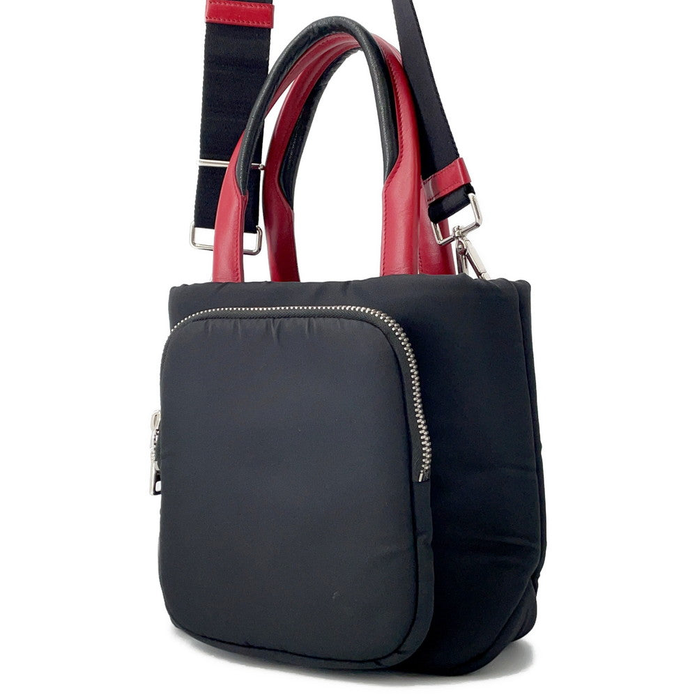 PRADA Cargo 2-way Tote Bag Black/Red1BG270 Nylon Leather Size Small