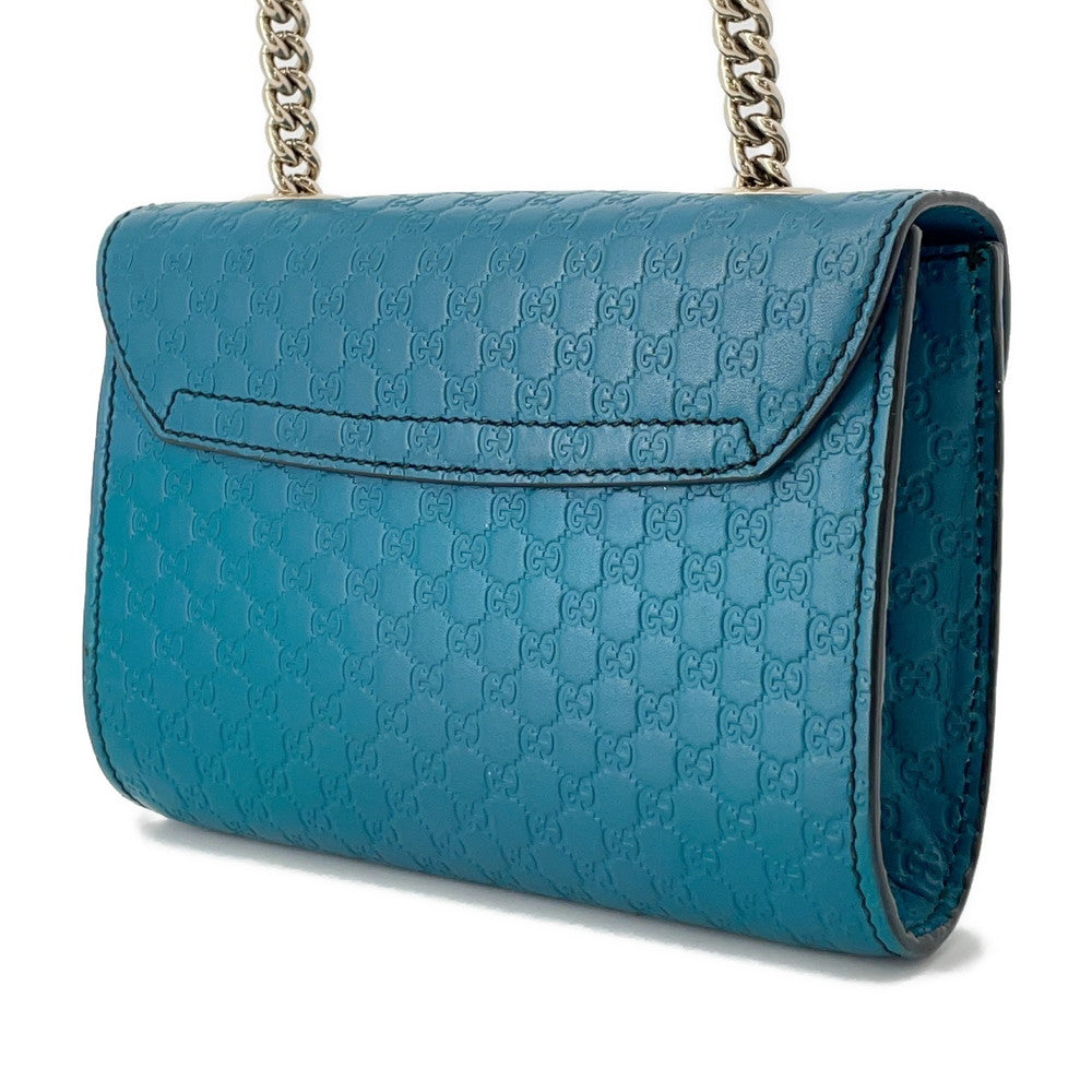 GUCCI Emily MicroGuccissima Chainshoulder Bag Turquise Blue449636 Leather