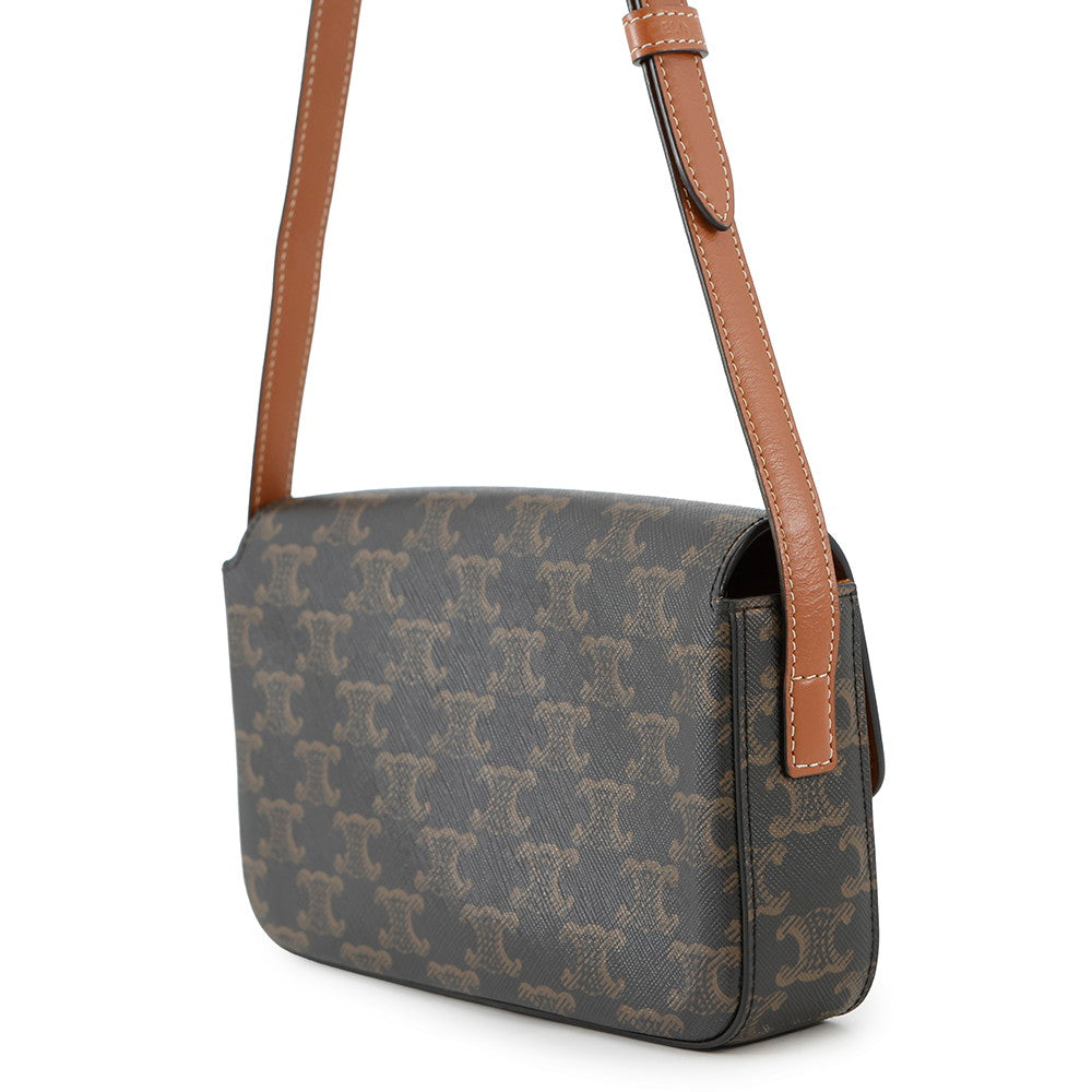 CELINE Triomphe Claude Shoulder Bag Tan194142 PVC Calf Leather