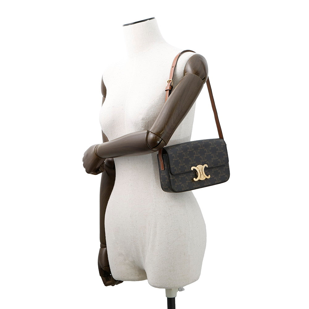 CELINE Triomphe Claude Shoulder Bag Tan194142 PVC Calf Leather