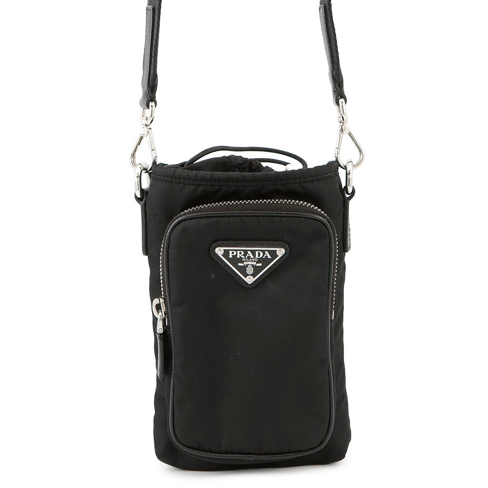 PRADA Triangle logo smartphone case Black2ZH155 Nylon