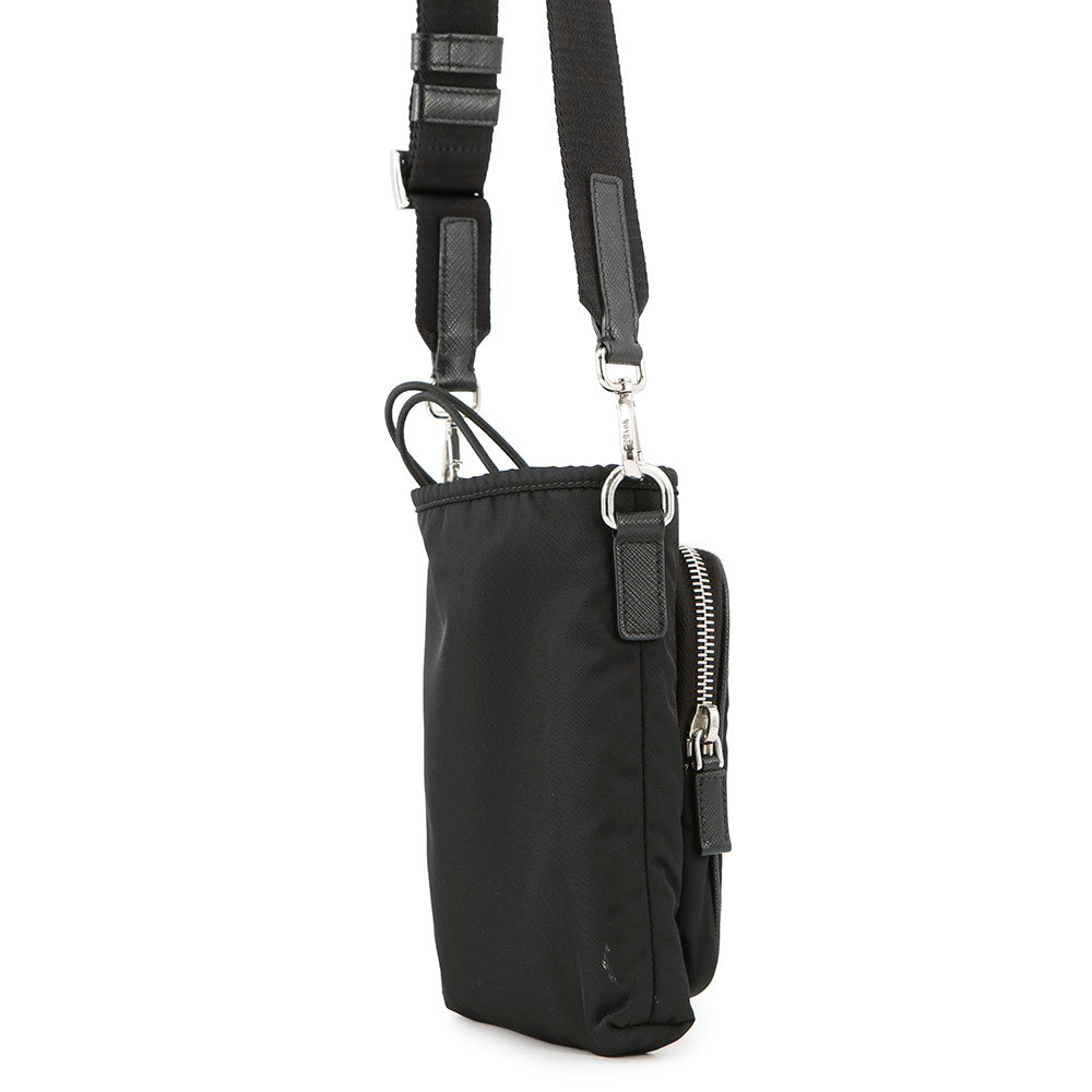 PRADA Triangle logo smartphone case Black2ZH155 Nylon