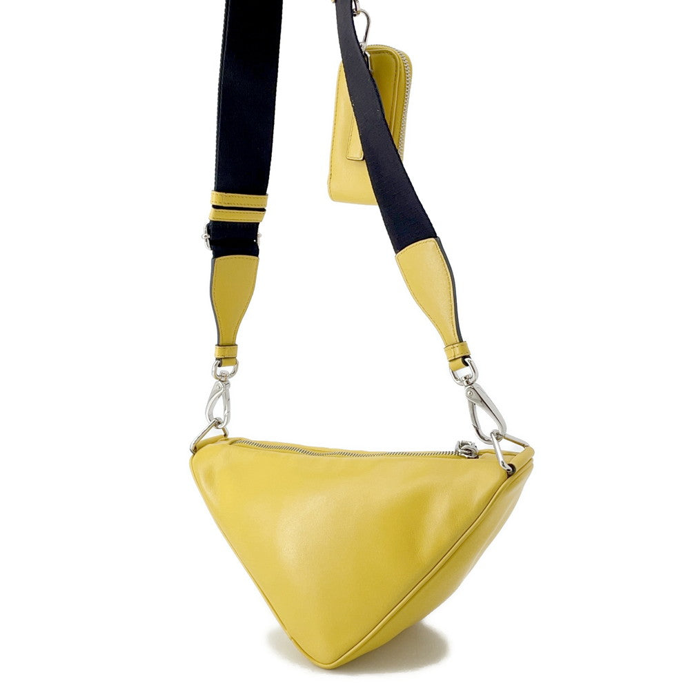 PRADA Triangle Shoulder Bag Yellow1BH190 Leather