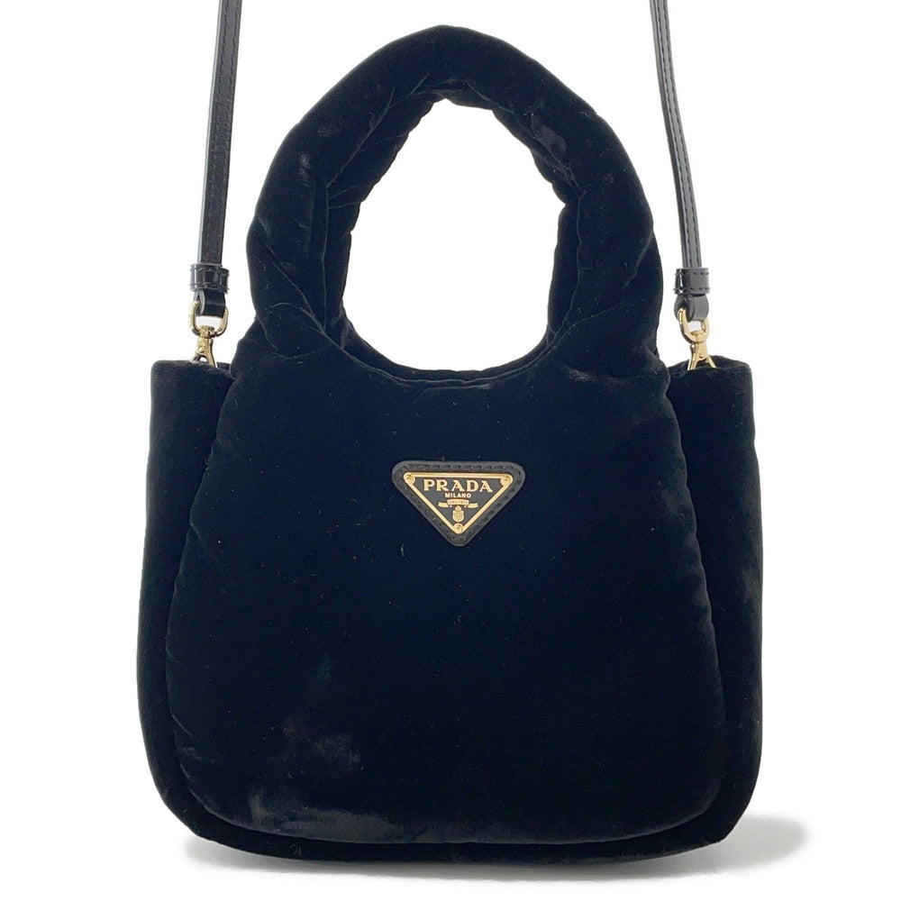 PRADA Padded 2-Way Handbag Black1BA359 Velvet Size Mini
