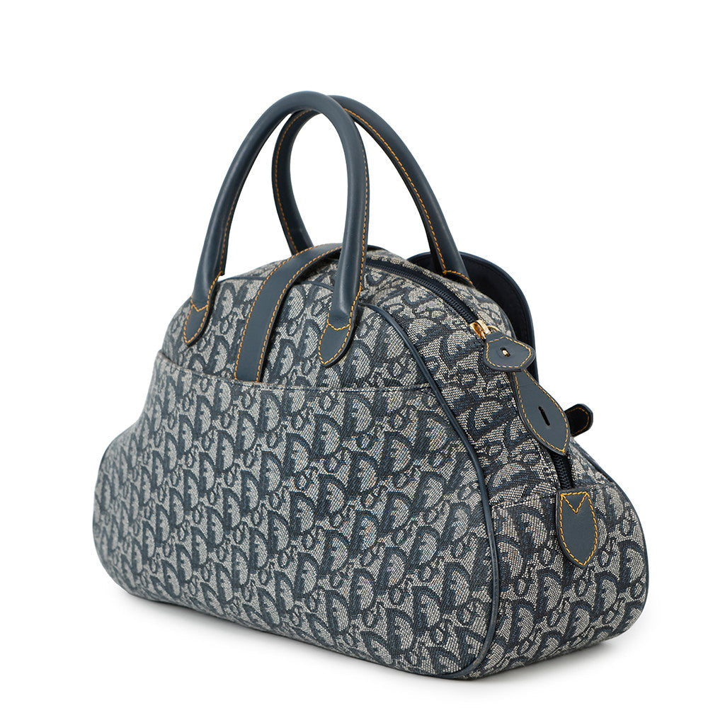 Dior Trotter double saddle bag Navy Canvas Leather