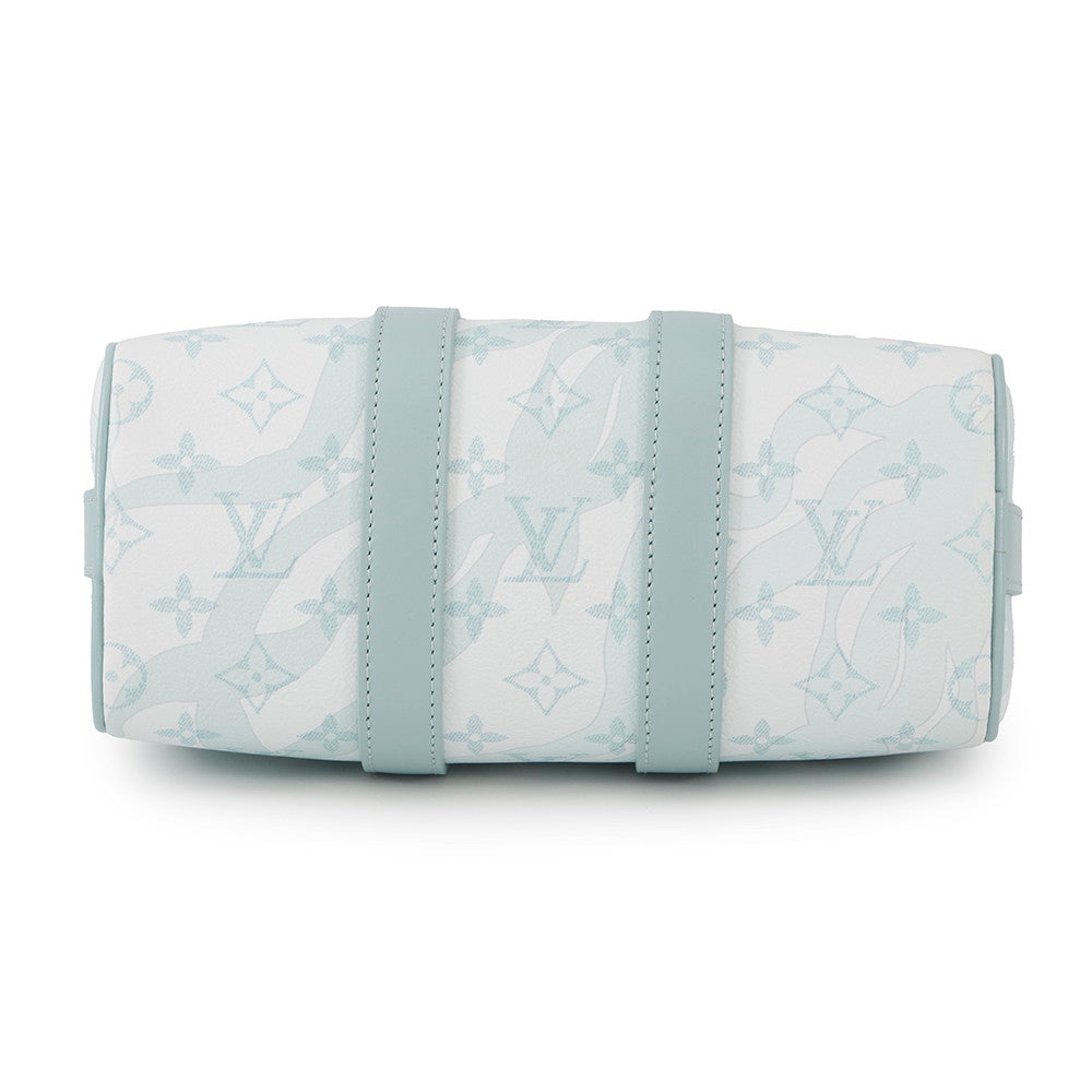 Luxury Women's Handbag | LOUIS VUITTON Keepall Bandouliere Light BlueM22527 Monogram Aqua Garden Size 25