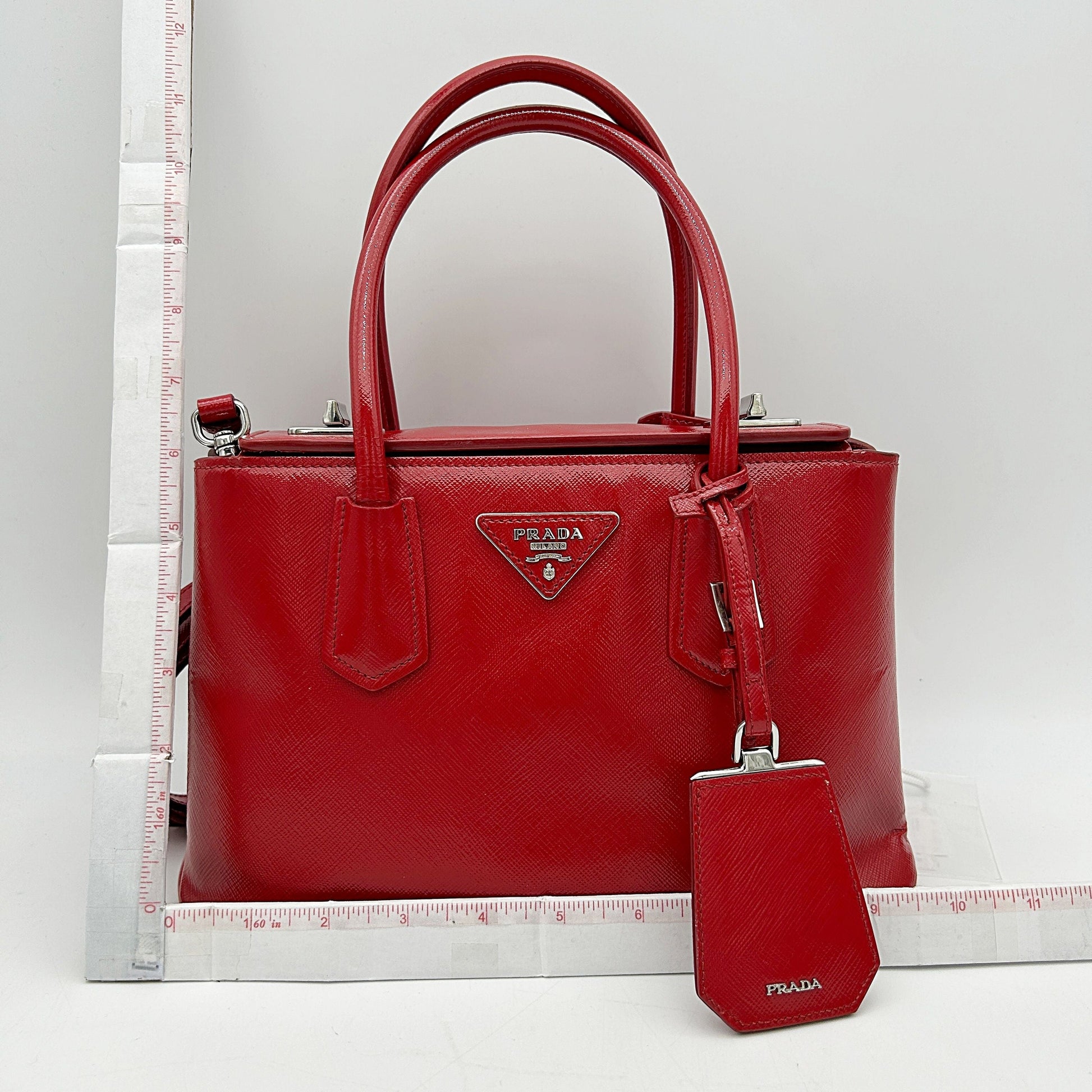 Prada Red Saffiano Vernice Satchel Leather Patent leather LA9717