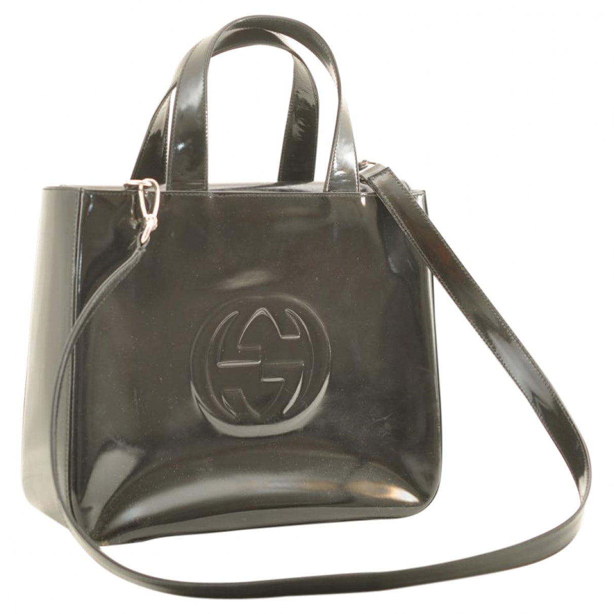 Gucci black patent leather handbag
