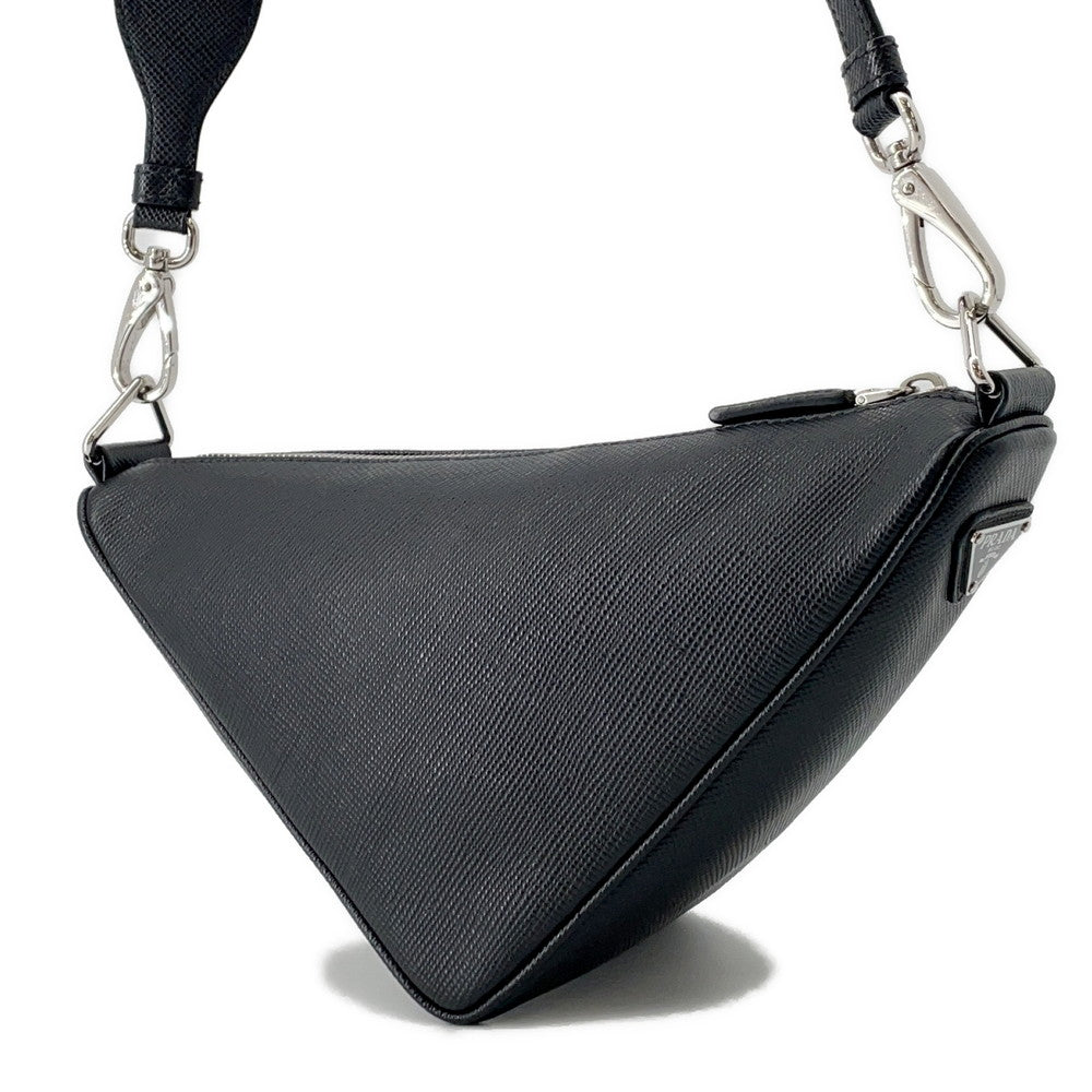 PRADA Triangle Bag Sapphire Shoulder Bag Black2VH155 Leather
