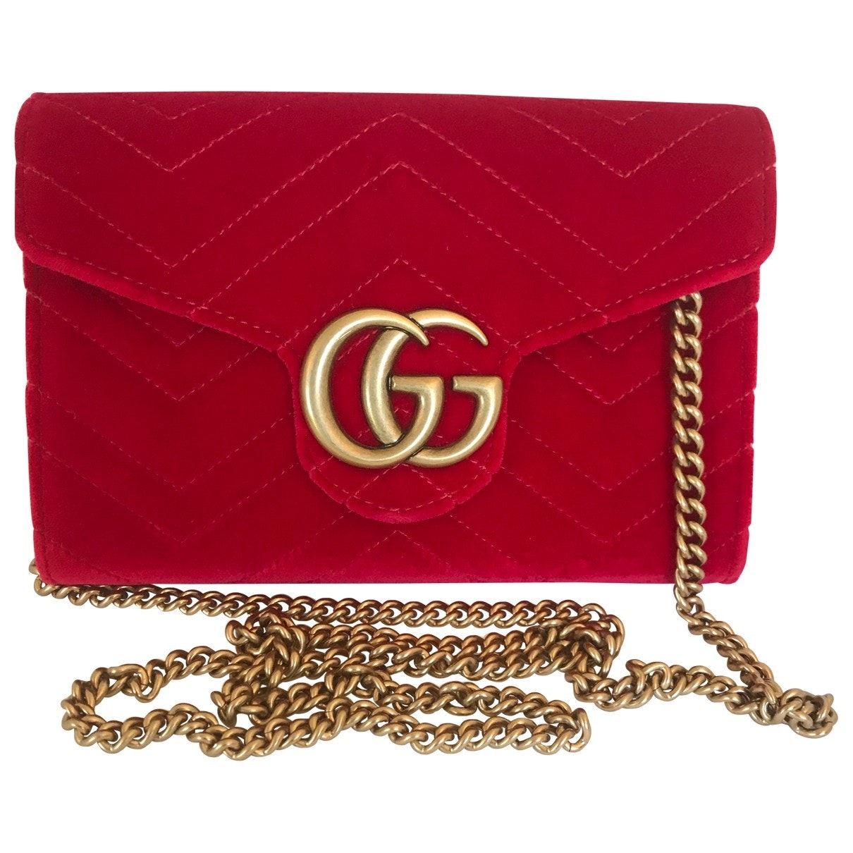 Gucci marmont red velvet handbag