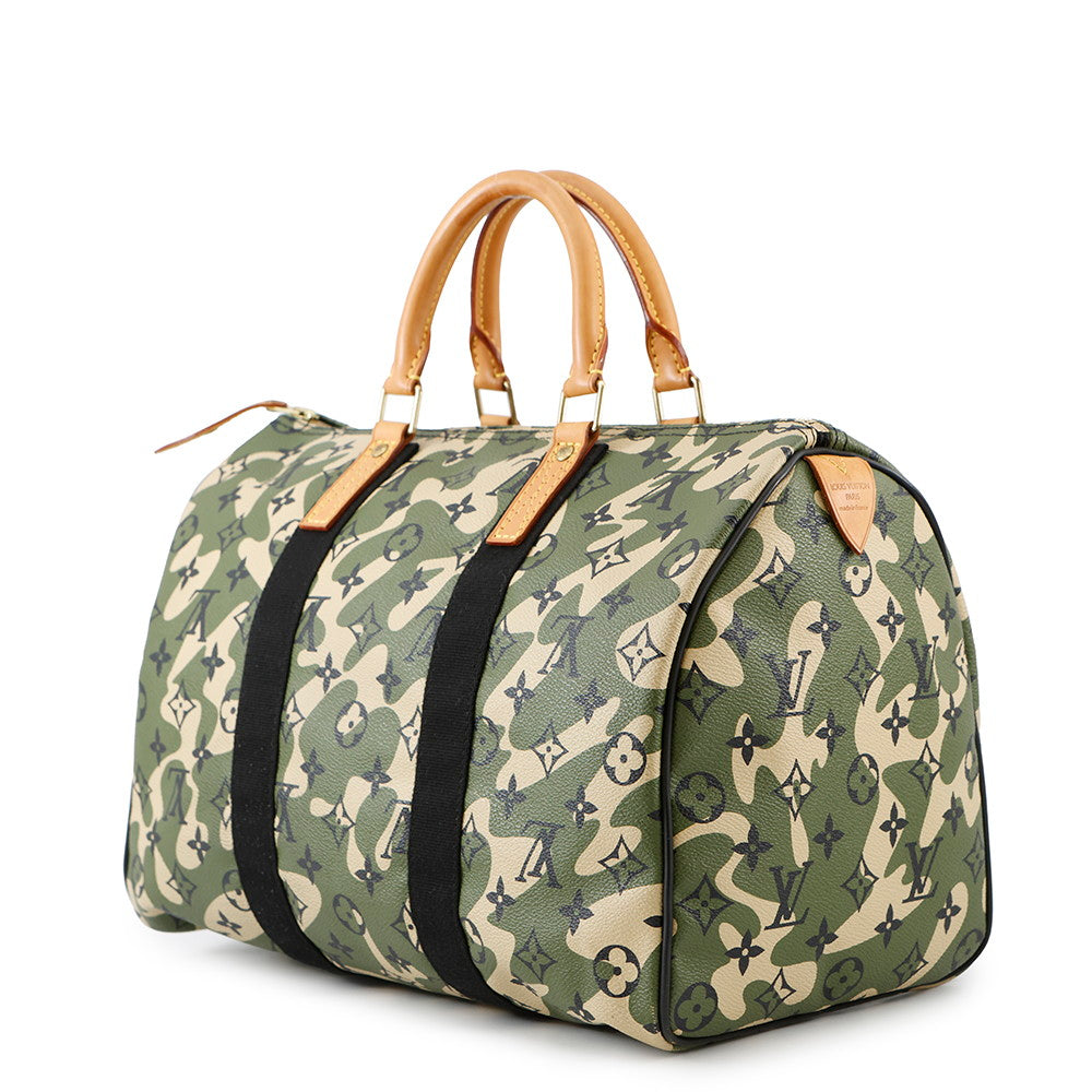 LOUIS VUITTON Speedy KhakiM95773 Monogramou Flage Takashi Murakami Size 35