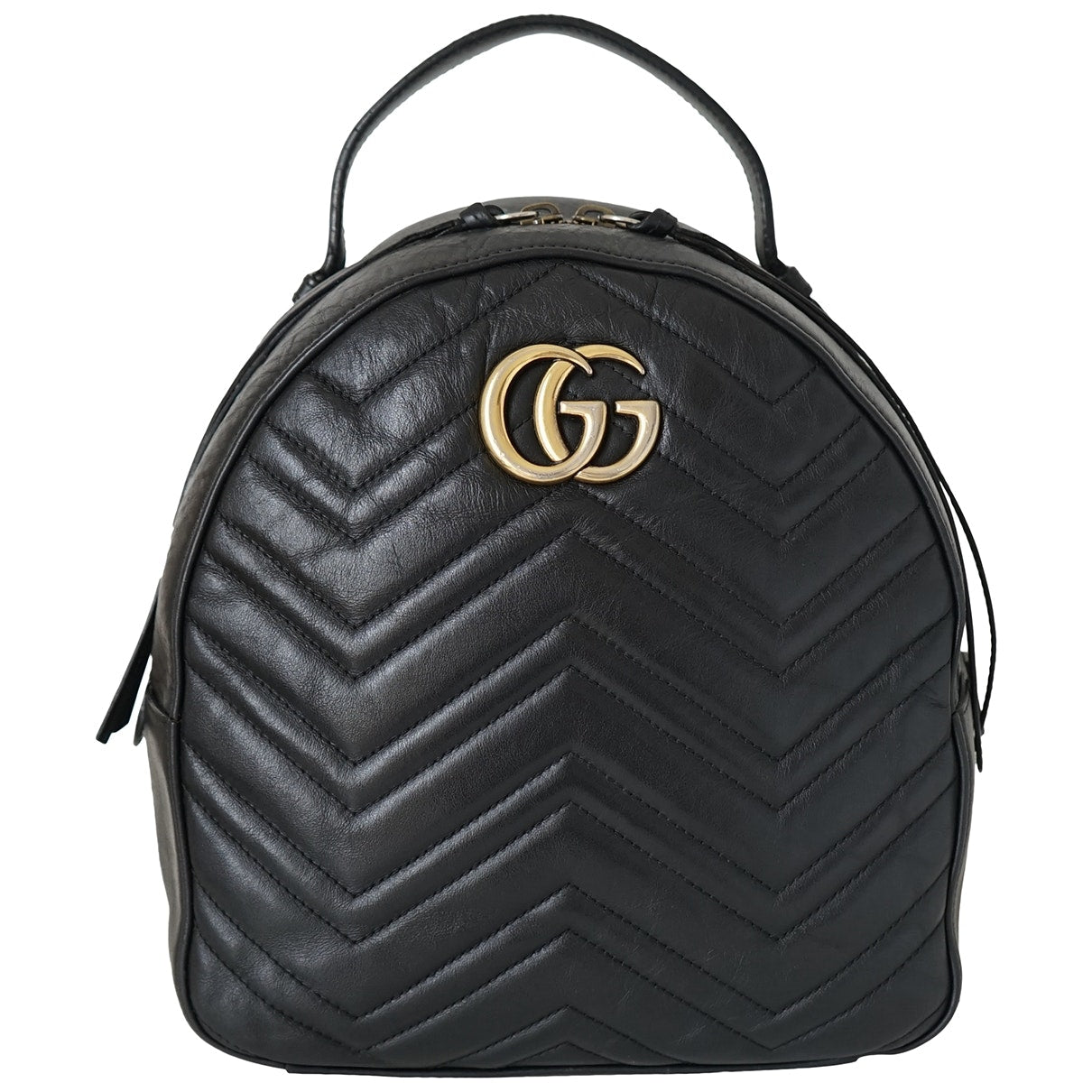 Gucci marmont black leather backpacks