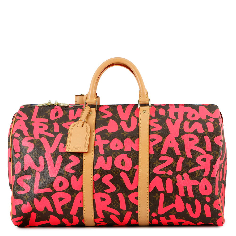 LOUIS VUITTON Keepall Fuchsia/BrownM93698 Monogram?Graffiti Size 50