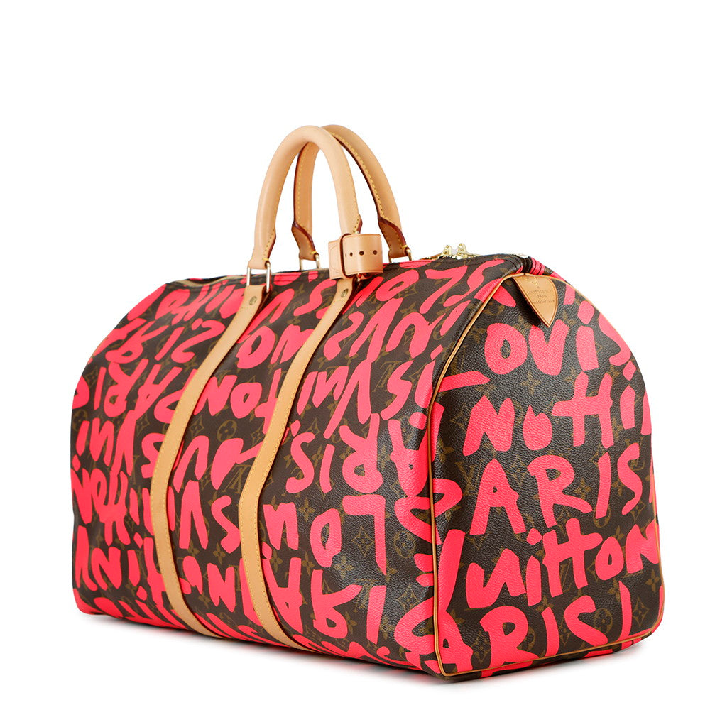 Luxury Women's Handbag | LOUIS VUITTON Keepall Fuchsia/BrownM93698 Monogram?Graffiti Size 50
