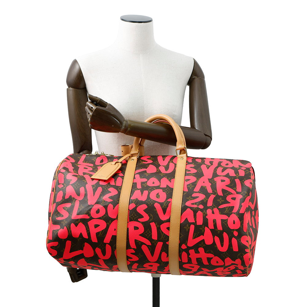 Luxury Women's Handbag | LOUIS VUITTON Keepall Fuchsia/BrownM93698 Monogram?Graffiti Size 50