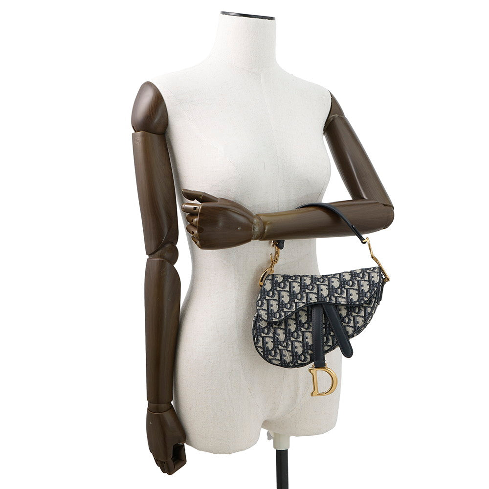 Dior Oblique Saddle Handbag NavyM0456CTZQ Canvas Leather Size Mini