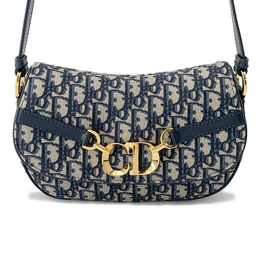 Dior Oblique CD Busus Shoulder Bag NavyM9380UTZQ Canvas Leather Size Small
