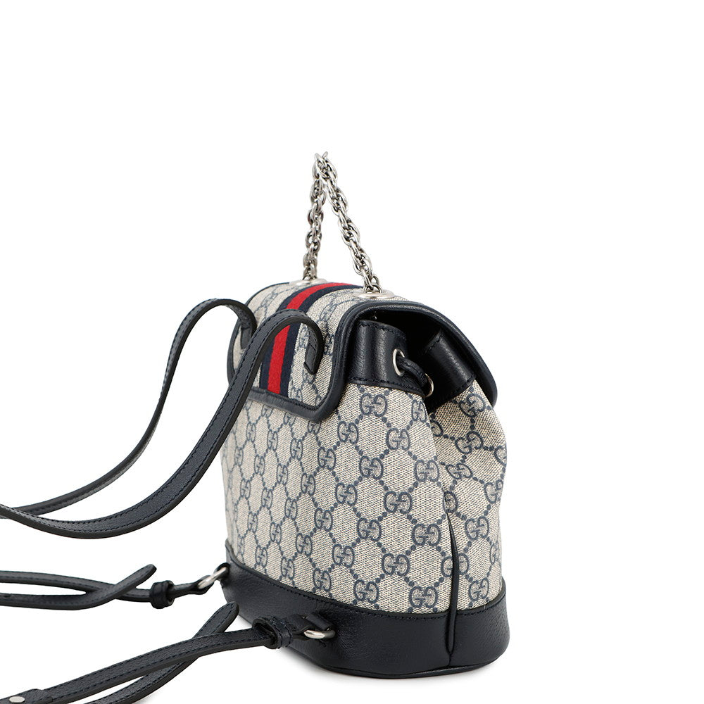 GUCCI GG Supreme Ophidia Mini Backpack Navy/Beige795221 GG Supreme Leather