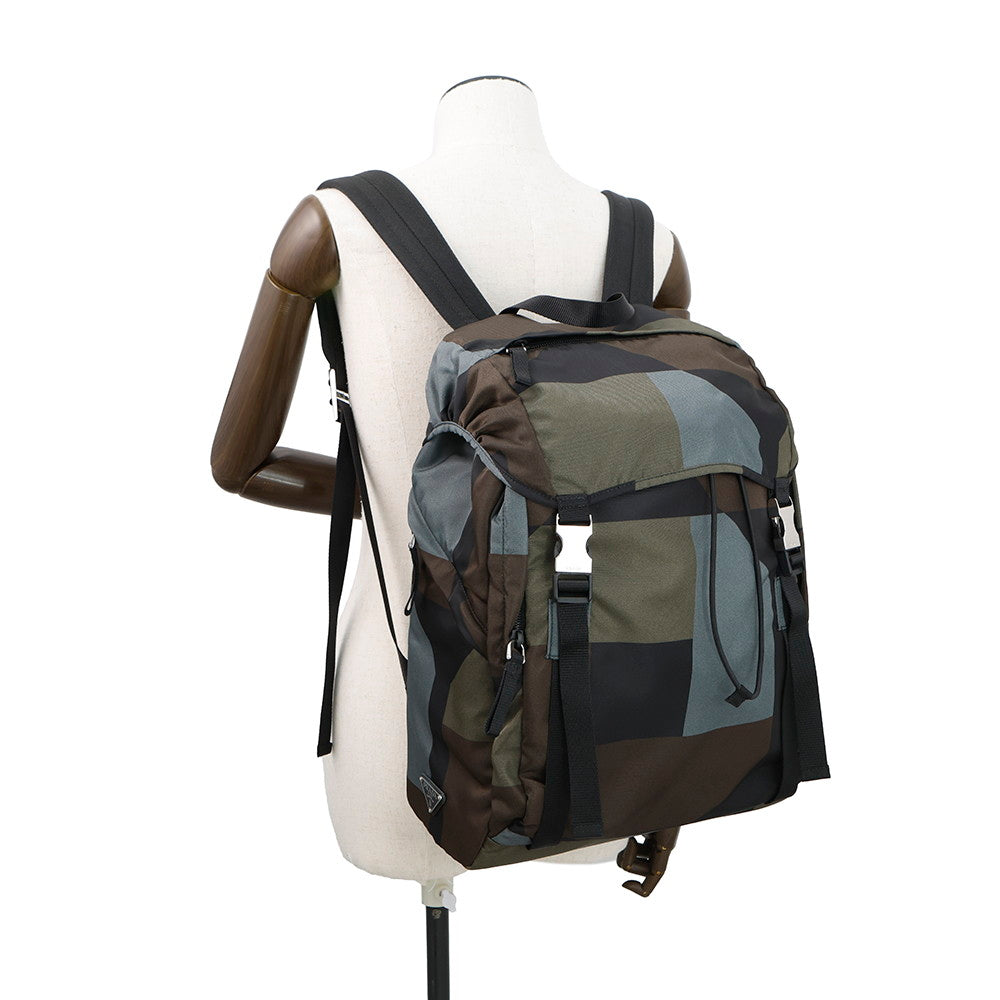 PRADA Backpack Khaki/Multicolor2VZ062 Nylon