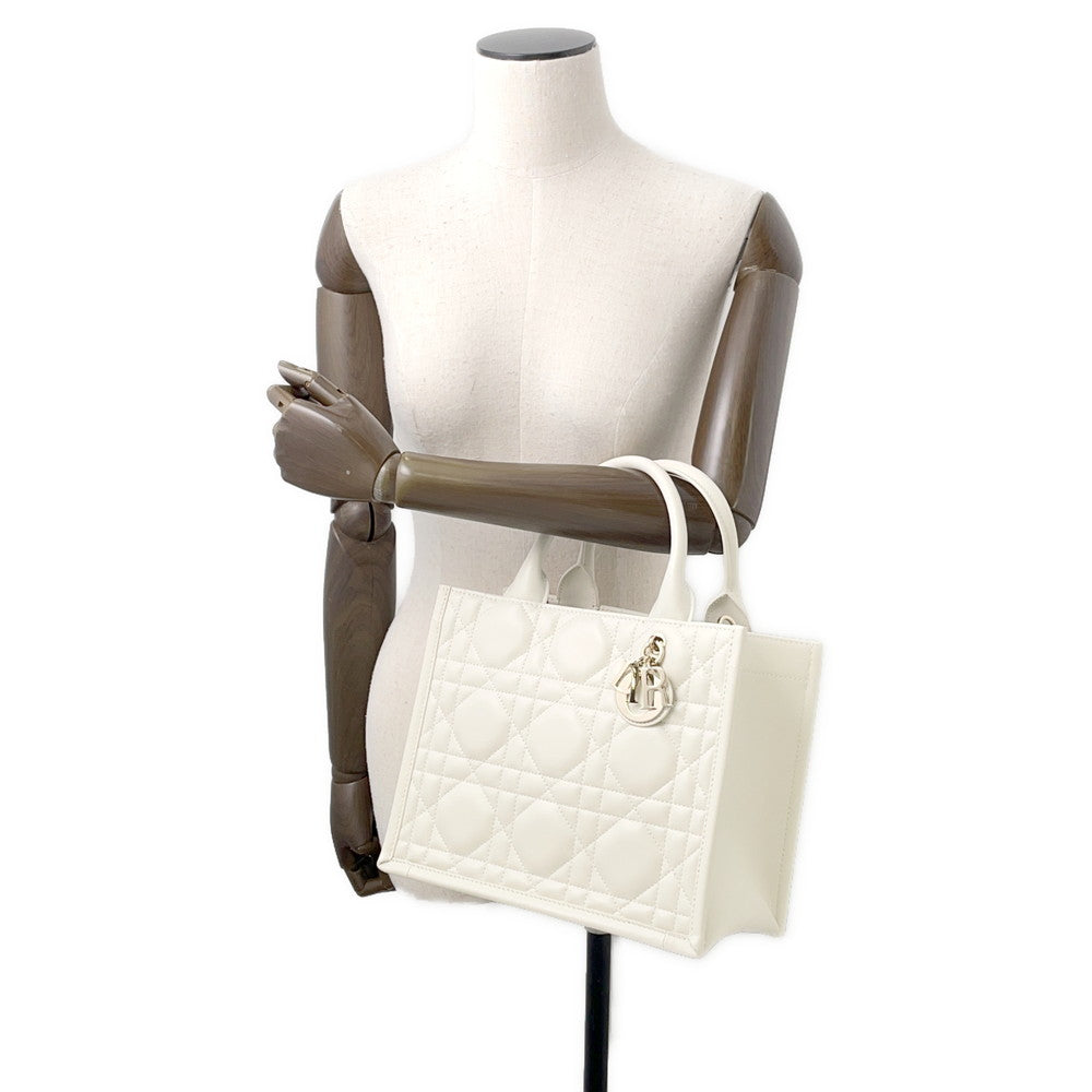 Dior Macrocannage Book Tote Latte WhiteM1325OWHP_M030 Calf Leather Size Small