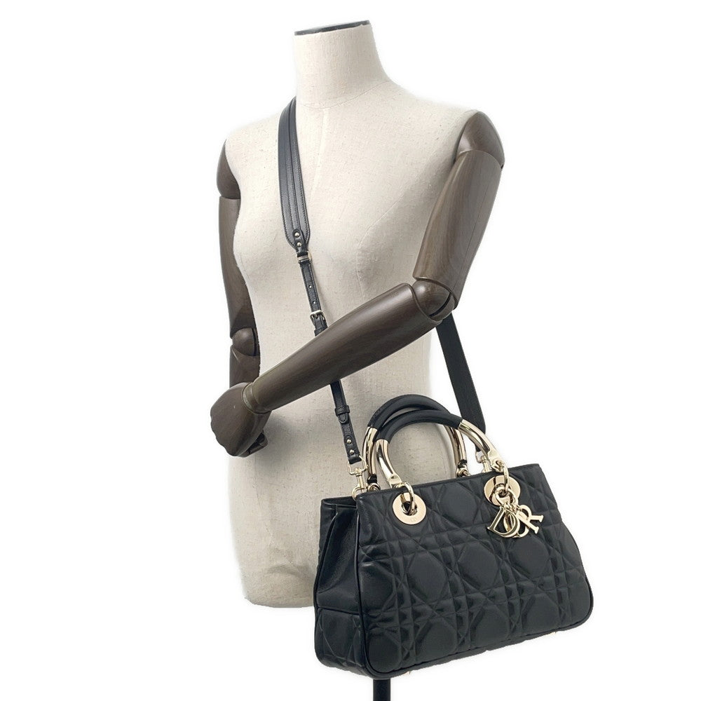 Dior Lady's 95.22 2WAY Handbag BlackM0699OVJX Leather Size Medium