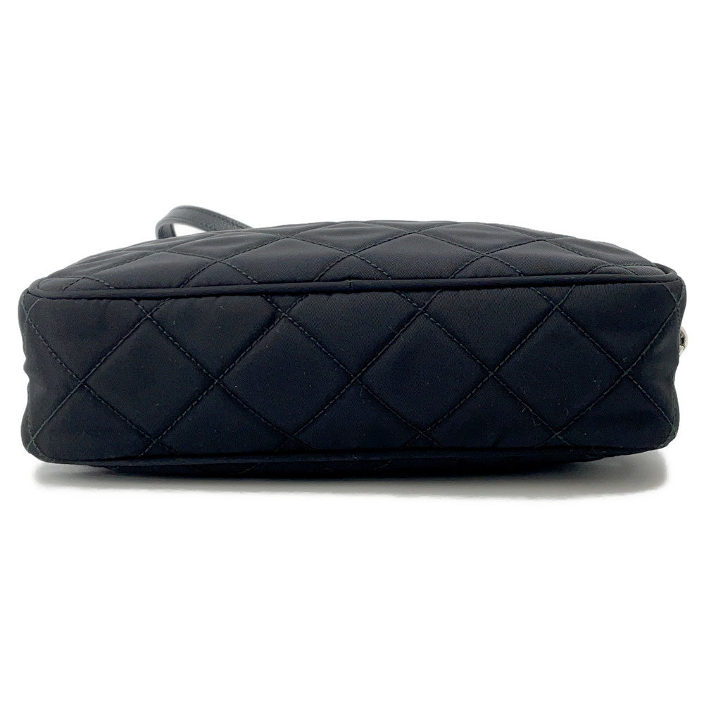 PRADA 2WAY Logo Quilted Chain Bag Black1BH910 Nylon
