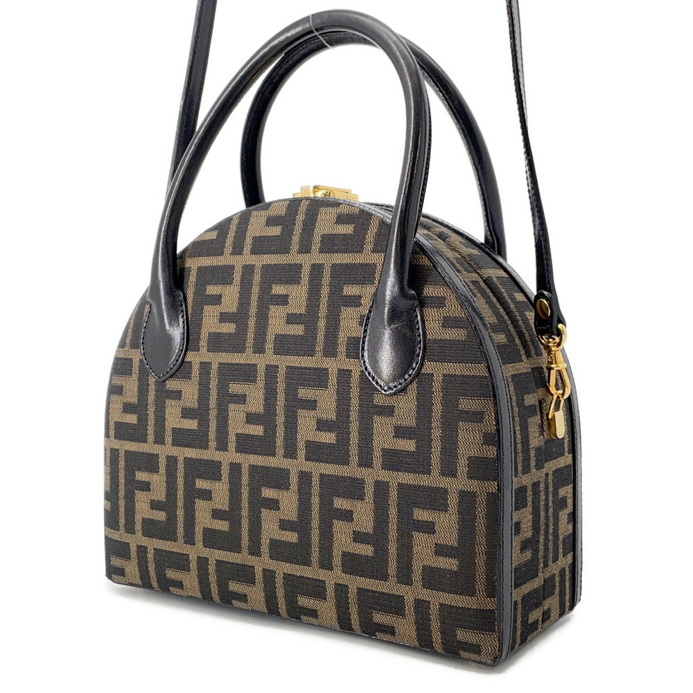 FENDI Zucca 2-way Bag Khaki Canvas Leather