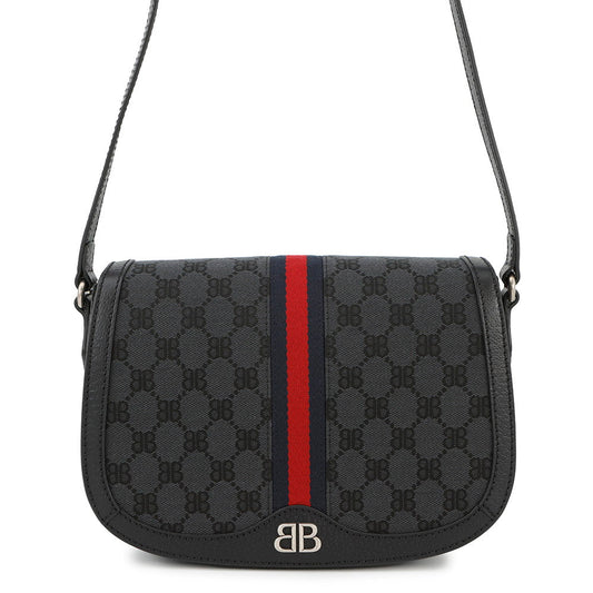 BALENCIAGA GUCCI Ã BALENCIAGA The Hacker Project Ophidia Shoulder Bag Black680121 Canvas Leather
