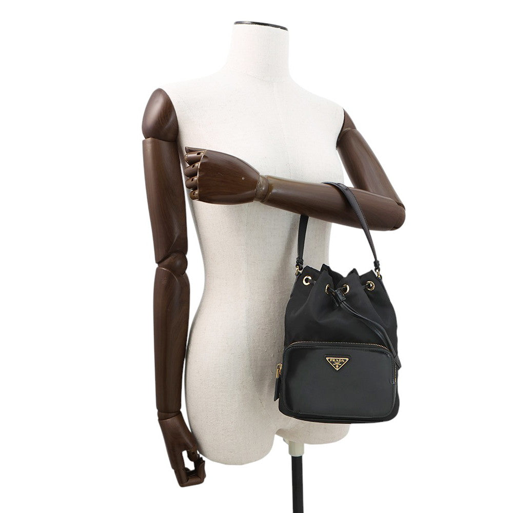 PRADA Re-Nylon Duet Bucket 2-way Bag Black1BH038 Nylon Patent Leather