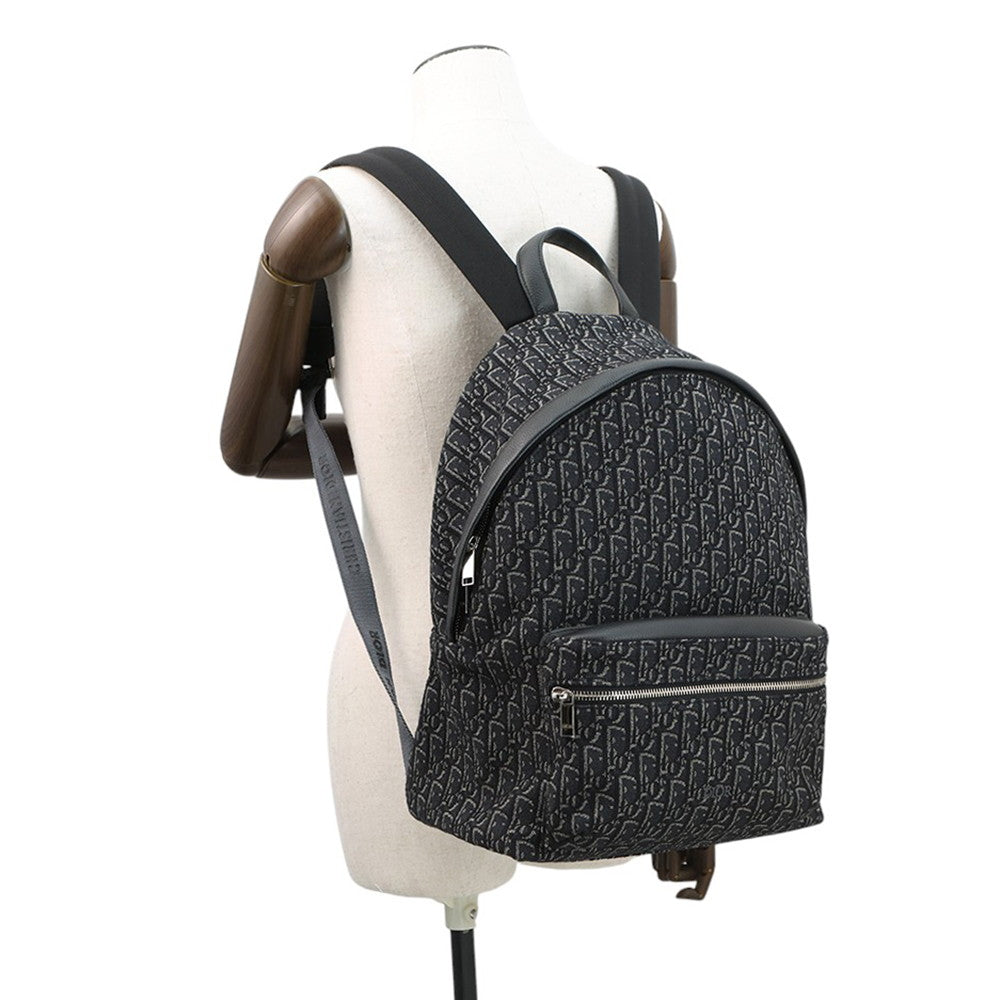 Dior Oblique Jacquard Rider Backpack Black1VOBA088YKY Canvas Leather