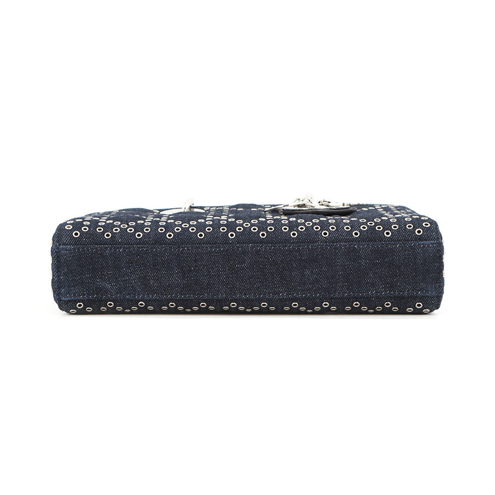 Dior Eyelet Detail Ladies D-JOY 2-Way Bag Navy Denim Size Medium