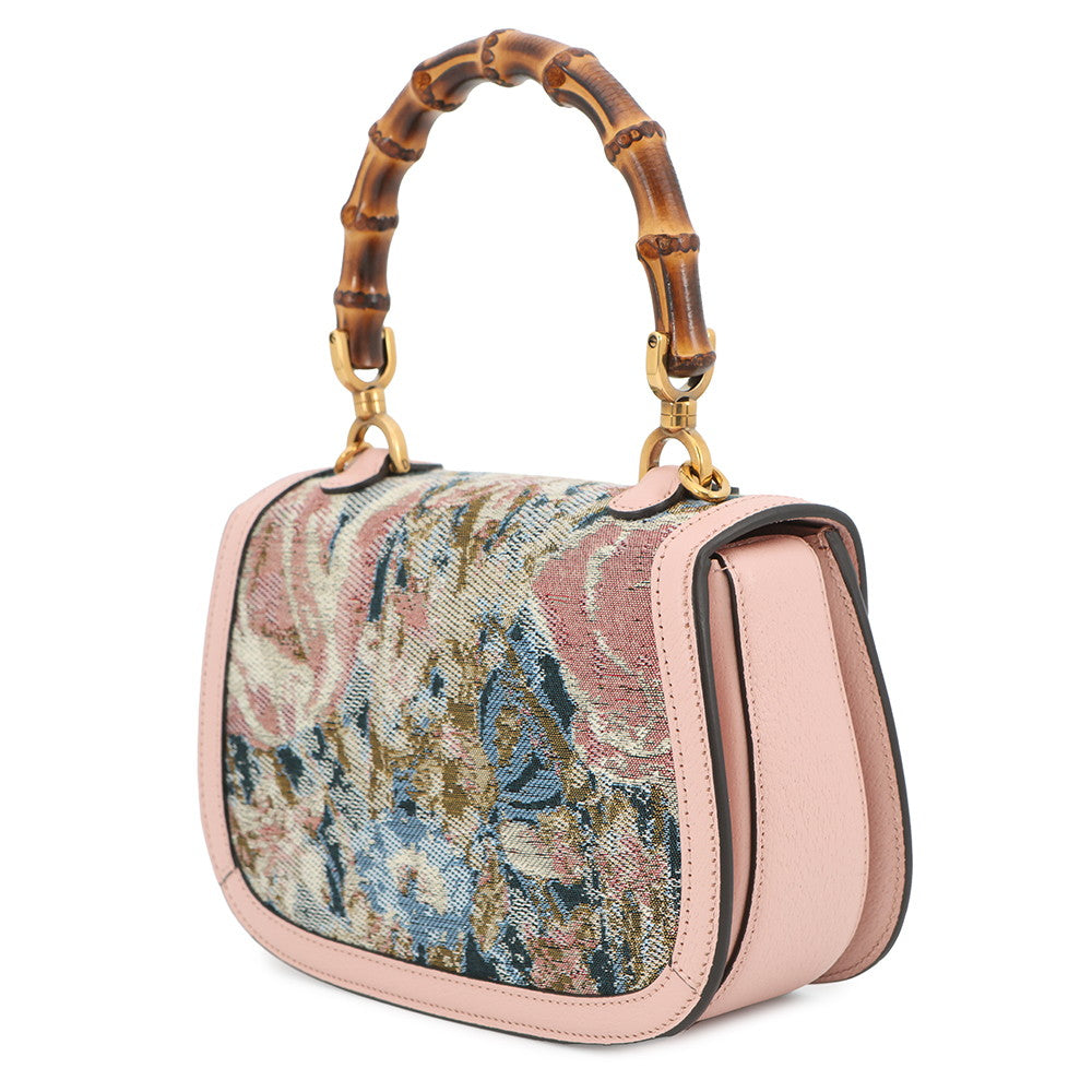 GUCCI Nishijin-ori HOSOO Bamboo Handbag Pink675797 Leather Size Small