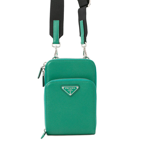 PRADA Triangle Smartphone Shoulder Green2ZH126 Saffiano Leather