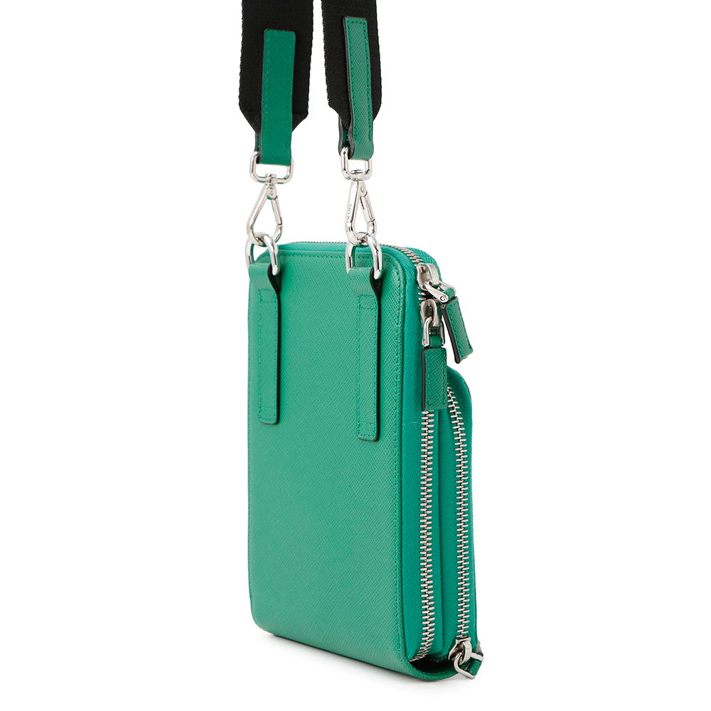PRADA Triangle Smartphone Shoulder Green2ZH126 Saffiano Leather