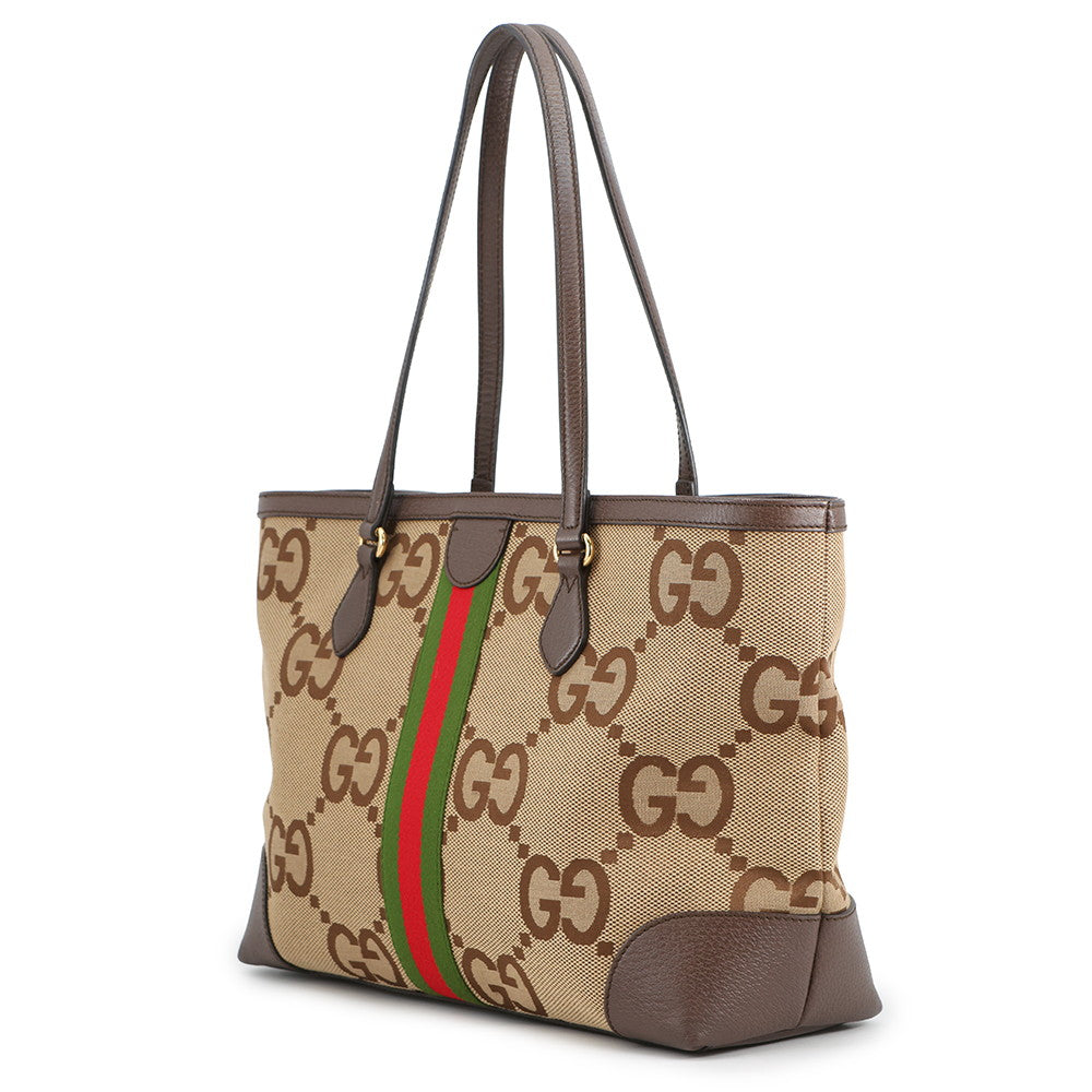 GUCCI Ophidia Jumbo GG Medium Tote Brown/Beige631685 Canvas Leather Size Medium