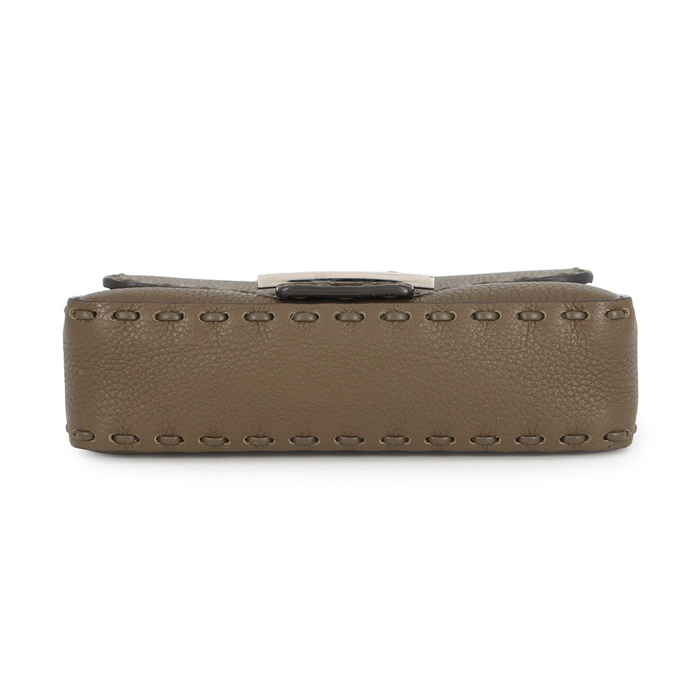 FENDI Selleria Baguette 2-Way Chain Shoulder Bag Khaki8BS017 Leather Size Mini