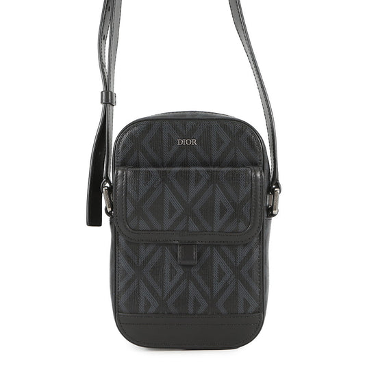 Dior CD Diamond Hit the Road Vertical Pouch Shoulder Bag Black2ESCA415CDP_H43E PVC Leather
