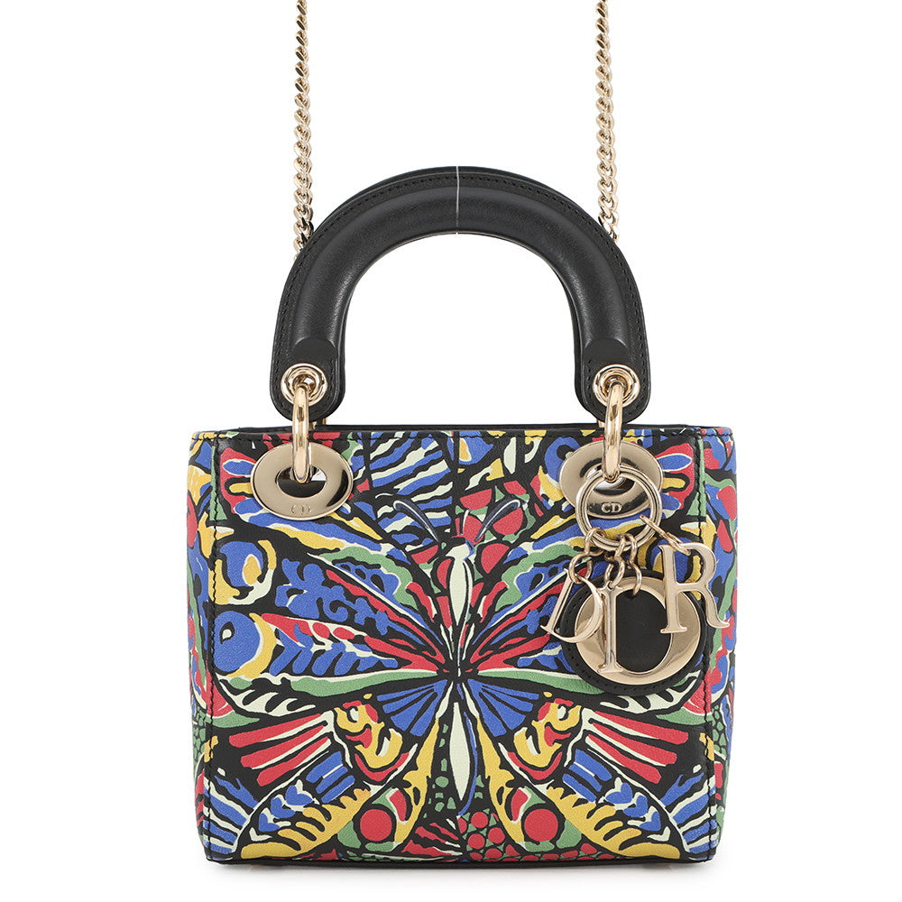 Dior Lady Dior 2WAY Handbag Multicolor Leather Size Mini