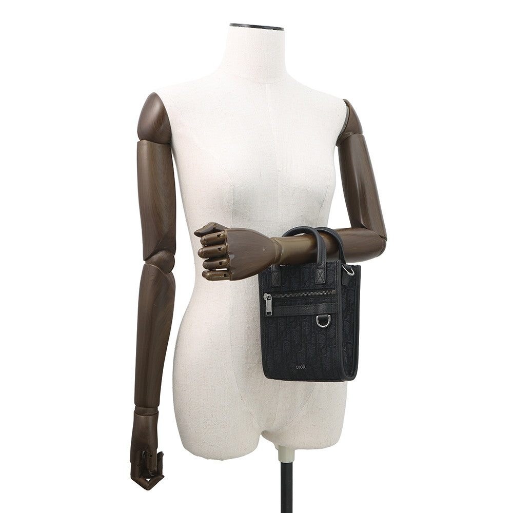 Dior Oblique Safari North-South 2-Way Shoulder Bag Black2ESWS017YKY Canvas Leather Size Mini