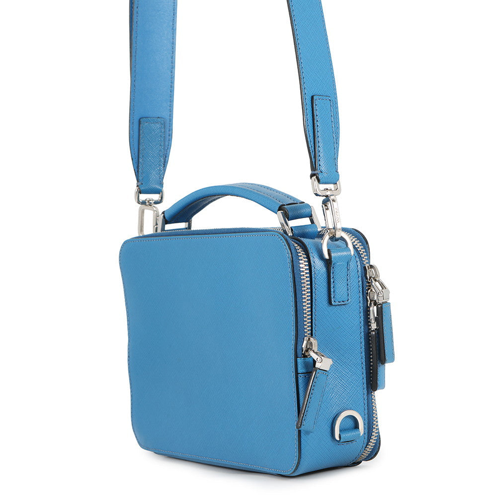 PRADA Saffiano Leather 2WAY Handbag Blue2VH069 Leather