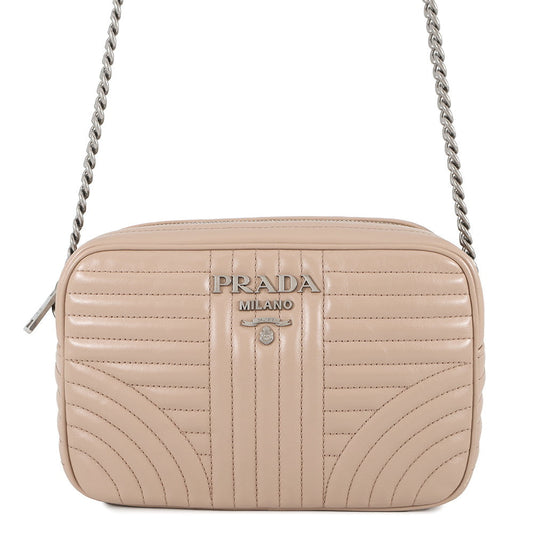 PRADA Diagram ChainShoulder Bag Beige1BH083 Leather